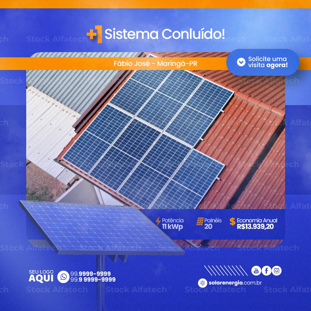 Energia solar para sua casa em Psd flyer 100% editável