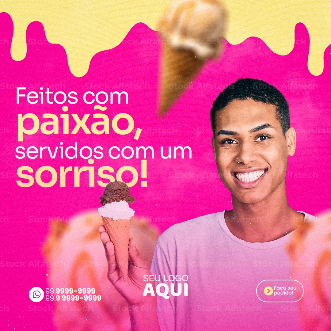 Psd flyer 100% editável com chamada para casquinha de sorvete