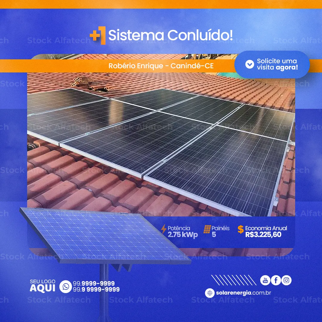 Energia solar para empresas em Psd flyer 100% editável