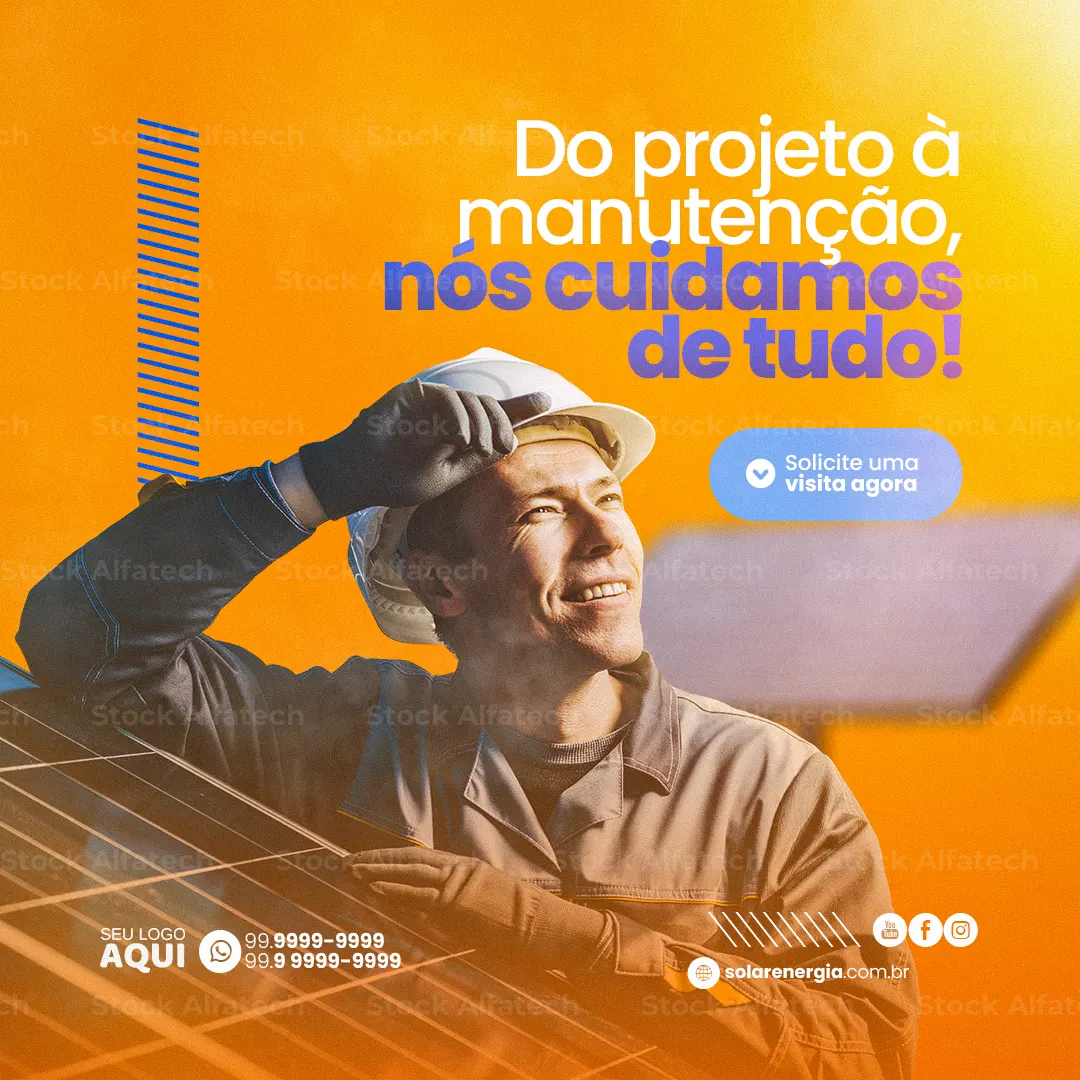 Economize todos os meses com sistema solar em Psd flyer 100% editável